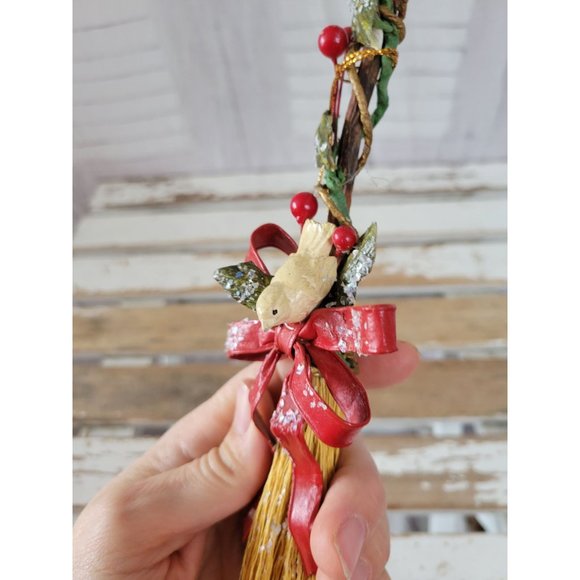 Dove bird broom ornament country folk art Xmas tree - Picture 5 of 5